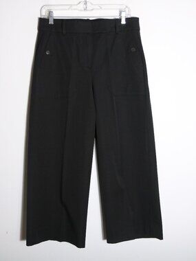 J Crew Sydney Wide Leg Pant Bi Stretch Cotton Blend Womens 10 Black High Rise
